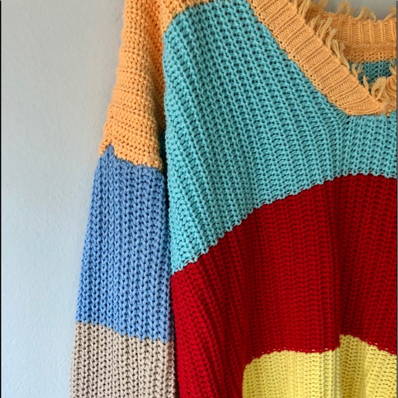 Color-block 100% cotton sweater by 525 America - Picture 2 of 8